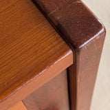 Pair of Vintage Swedish Reddish-Brown Pine Wooden Nightstands with Floral Motif Carving