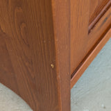 Pair of Vintage Swedish Reddish-Brown Pine Wooden Nightstands with Floral Motif Carving