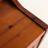 Pair of Vintage Swedish Reddish-Brown Pine Wooden Nightstands with Floral Motif Carving