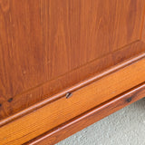 Pair of Vintage Swedish Reddish-Brown Pine Wooden Nightstands with Floral Motif Carving