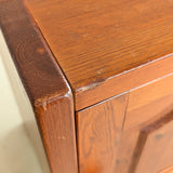 Pair of Vintage Swedish Reddish-Brown Pine Wooden Nightstands with Floral Motif Carving