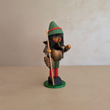 Vintage Wooden Steinbach German Hiker Mountain Man Smoker with Pinecones and Backpack