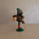 Vintage Wooden Steinbach German Hiker Mountain Man Smoker with Pinecones and Backpack