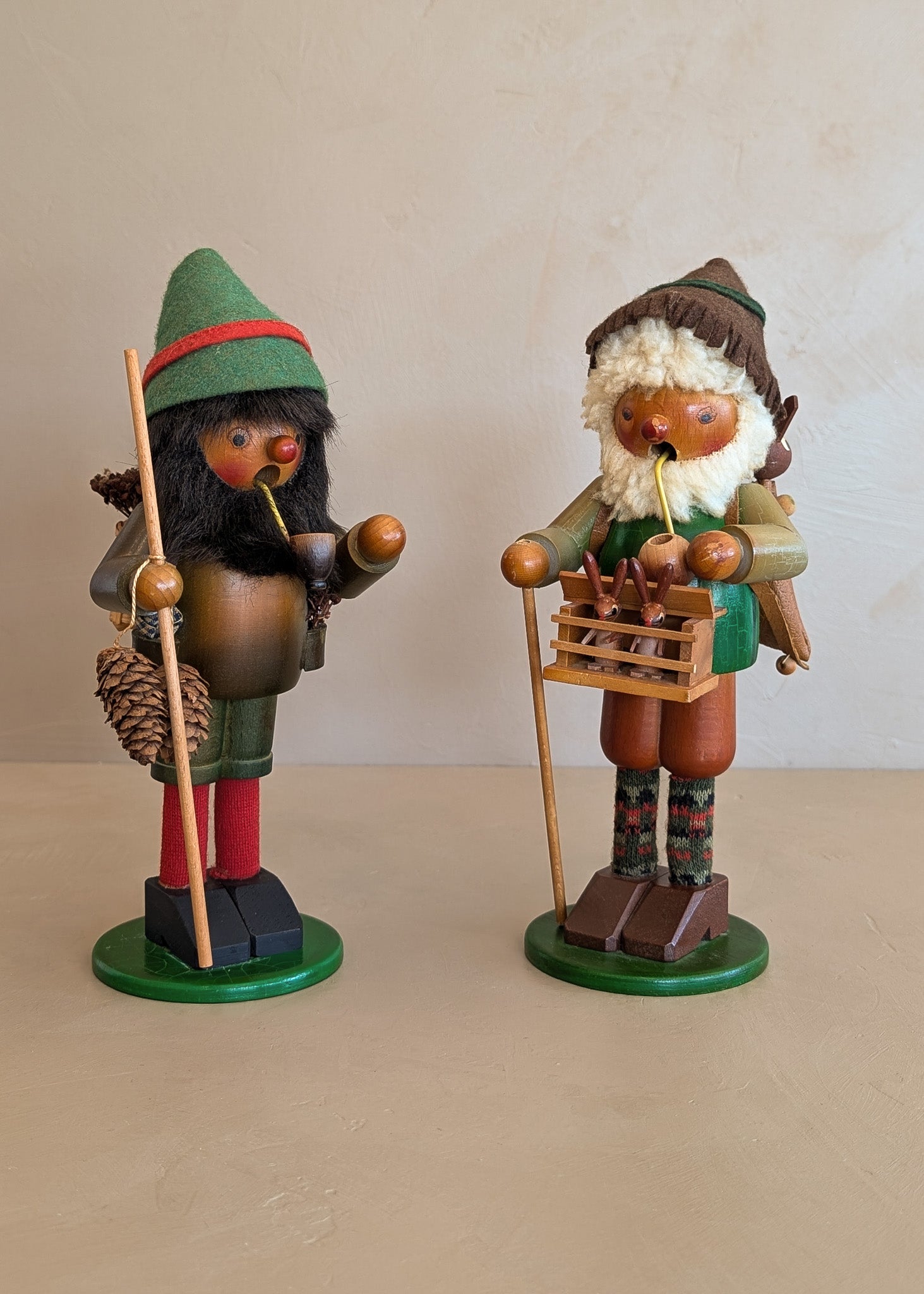 Vintage Wooden Steinbach German Rabbit Bunny Rancher Farmer Smoker with Original Sticker