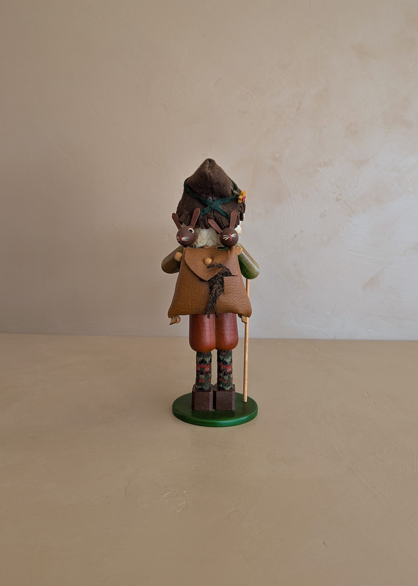 Vintage Wooden Steinbach German Rabbit Bunny Rancher Farmer Smoker with Original Sticker