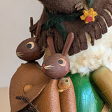 Vintage Wooden Steinbach German Rabbit Bunny Rancher Farmer Smoker with Original Sticker