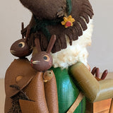 Vintage Wooden Steinbach German Rabbit Bunny Rancher Farmer Smoker with Original Sticker