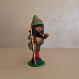Vintage Wooden Steinbach German Hiker Mountain Man Smoker with Pinecones and Backpack
