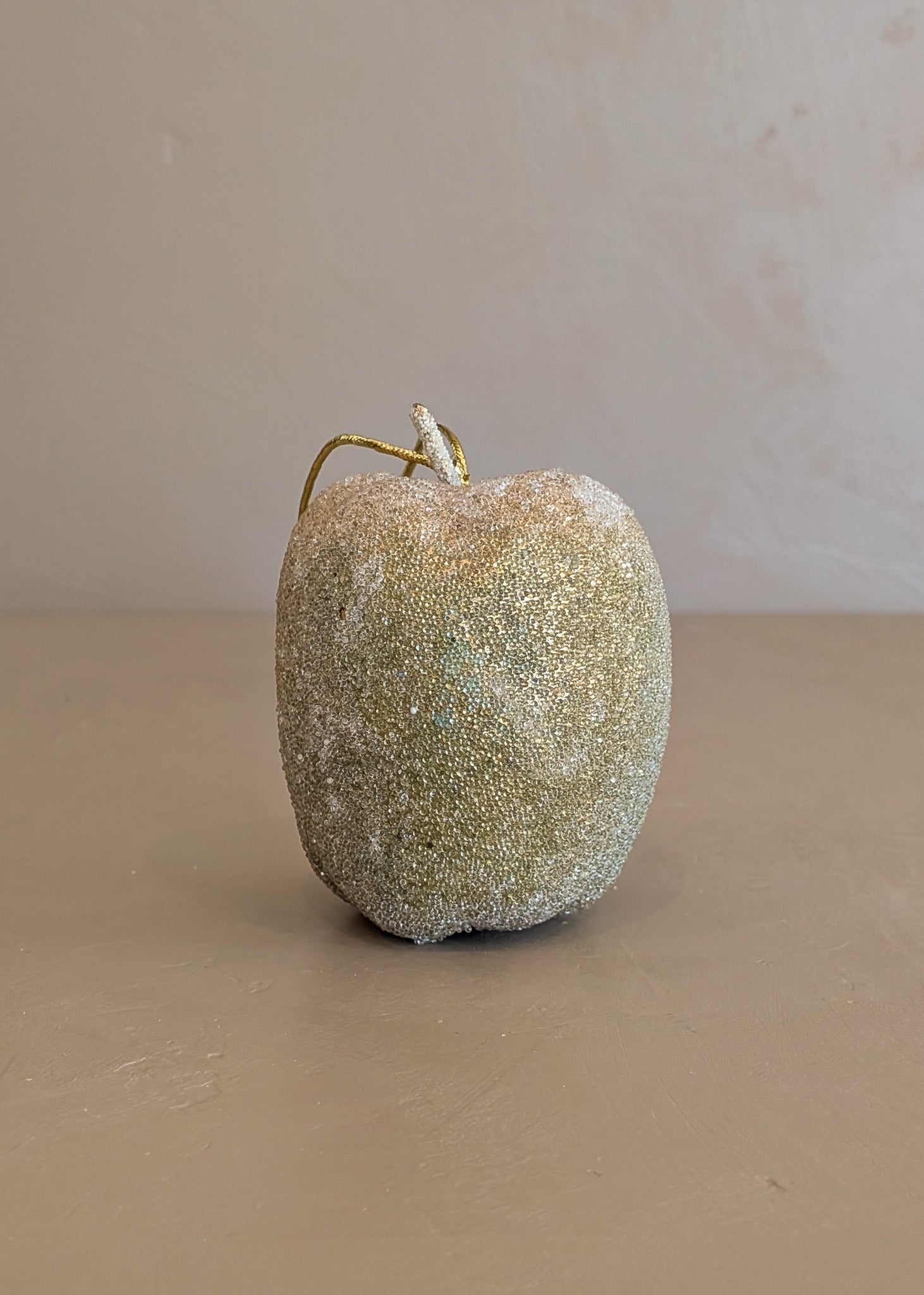 Vintage Beaded Red and Green Apple Christmas Holiday Ornament