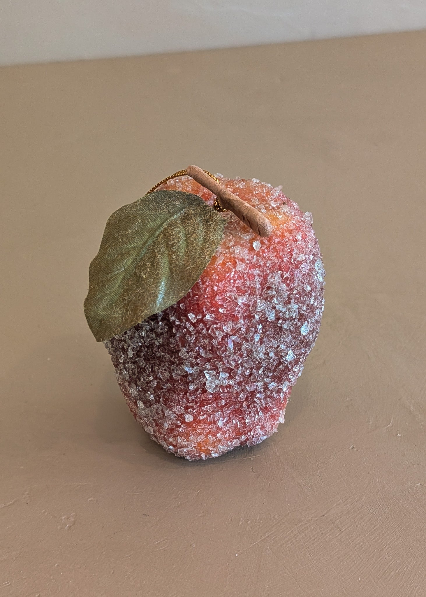 Vintage Sugared Red Apple Christmas Holiday Ornament