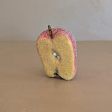 Vintage Glitter Sugared Cut Halved Red Apple Christmas Holiday Ornament