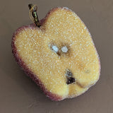 Vintage Glitter Sugared Cut Halved Red Apple Christmas Holiday Ornament