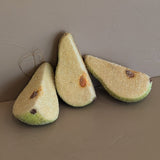 Set of 3 Vintage Glitter Sugared Cut Pear Christmas Holiday Ornaments