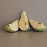 Set of 3 Vintage Glitter Sugared Cut Pear Christmas Holiday Ornaments