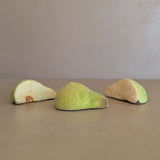 Set of 3 Vintage Glitter Sugared Cut Pear Christmas Holiday Ornaments