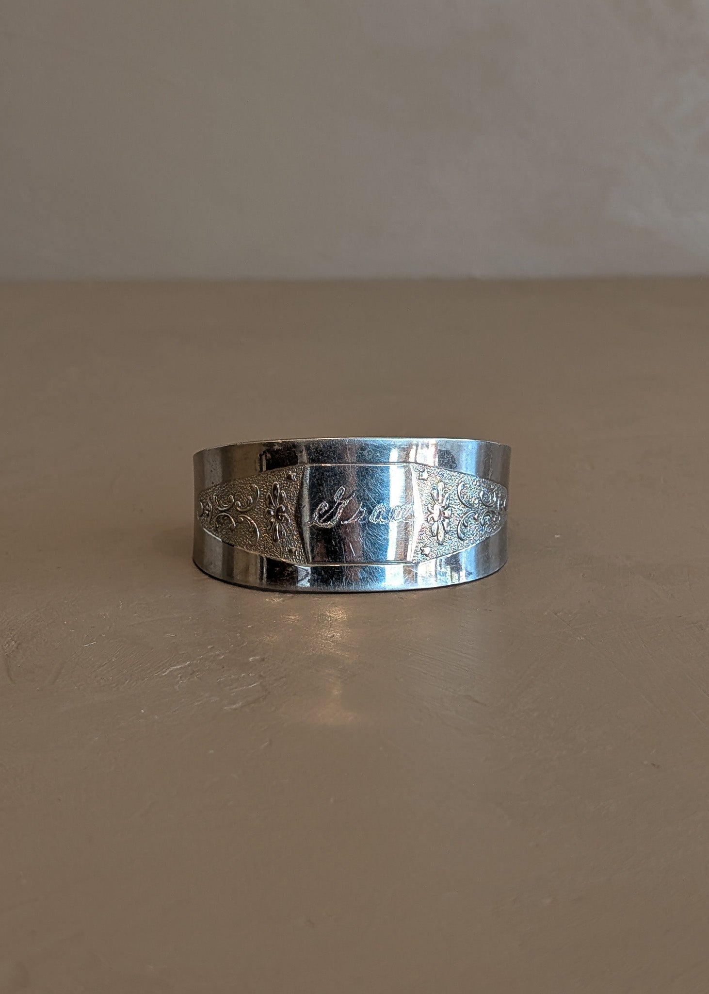 Vintage Silver Tone Metal Bracelet with 'Grace' Engraving