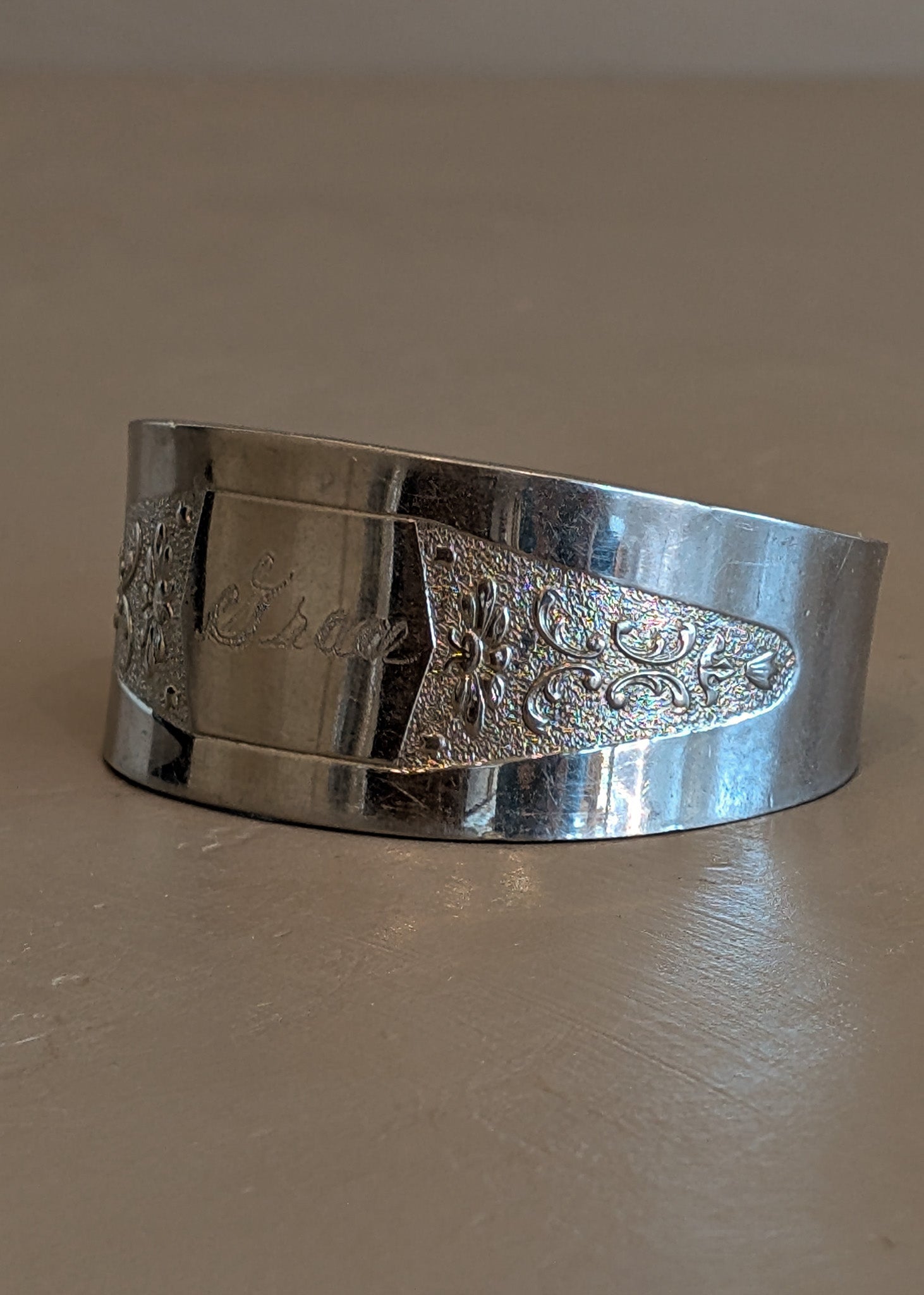 Vintage Silver Tone Metal Bracelet with 'Grace' Engraving