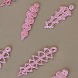 Set of 10 Vintage Crocheted Pink Icicle Christmas Holiday Ornaments