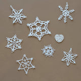 Set of 8 Vintage Crocheted Snowflake Christmas Holiday Ornaments
