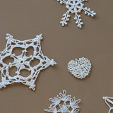 Set of 8 Vintage Crocheted Snowflake Christmas Holiday Ornaments
