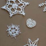 Set of 8 Vintage Crocheted Snowflake Christmas Holiday Ornaments