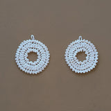 Pair of Vintage Crocheted Miniature Wreath Christmas Holiday Ornaments