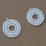 Pair of Vintage Crocheted Miniature Wreath Christmas Holiday Ornaments