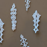 Set of 8 Vintage Crocheted White Icicle Christmas Holiday Ornaments