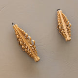 Pair of Vintage German Erzgebirge-Style Wooden Shaved Tree Christmas Holiday Ornaments