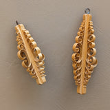 Pair of Vintage German Erzgebirge-Style Wooden Shaved Tree Christmas Holiday Ornaments