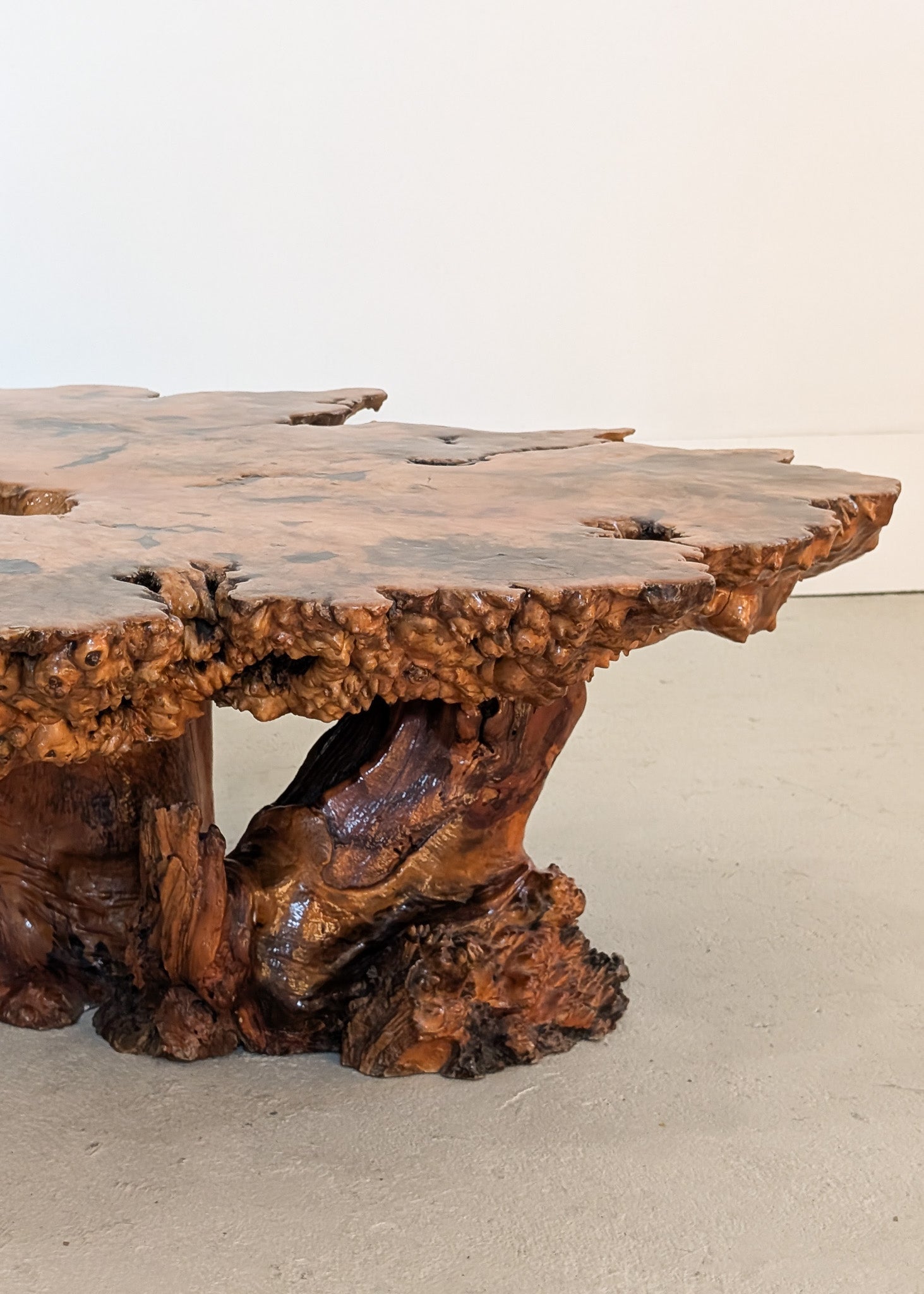 Vintage Midcentury Buckeye Burl Live Edge Coffee Table