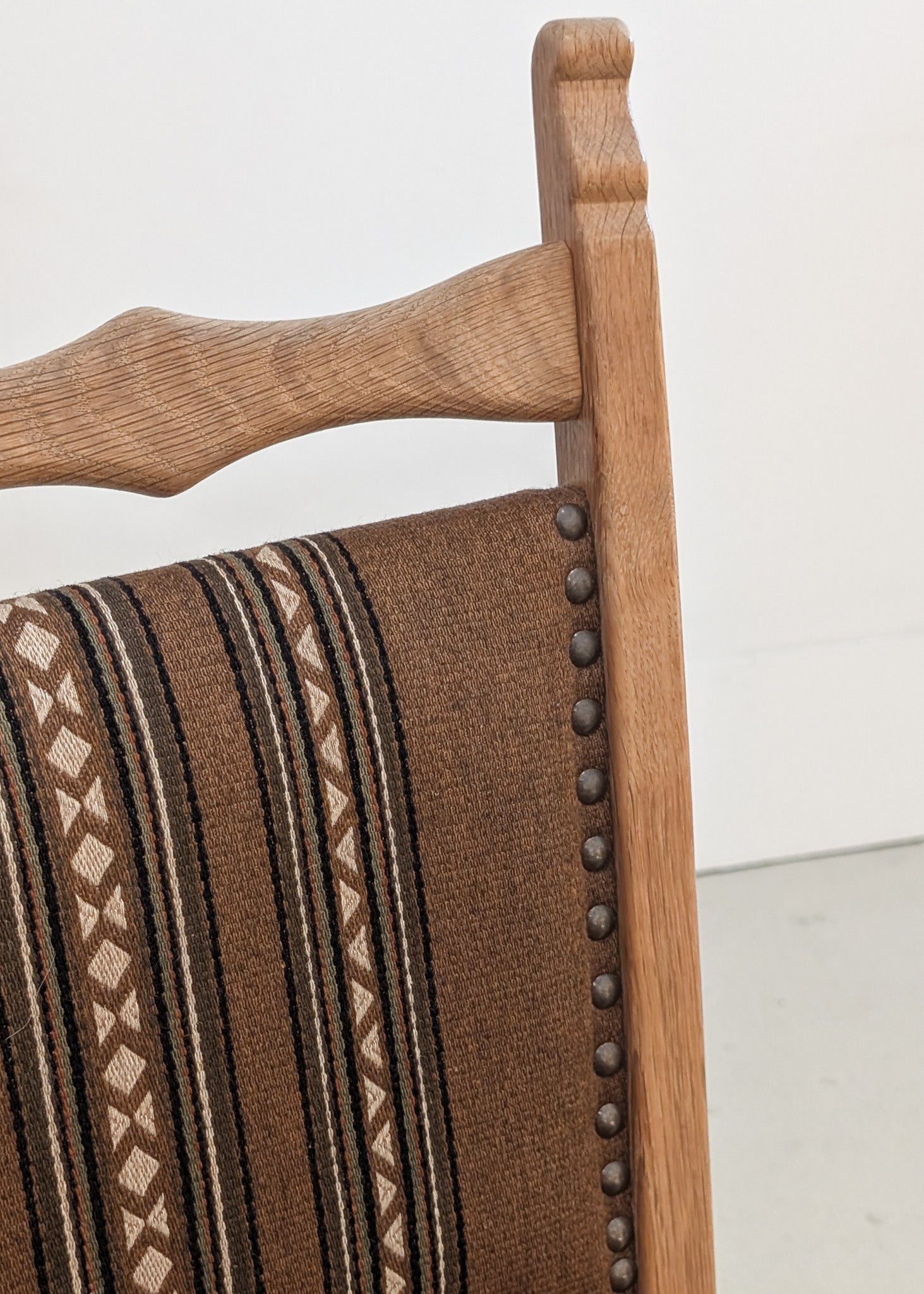 Set of 8 Vintage Danish Henning Kjærnulf-Attributed White Oak Dining Chairs with Original Brown Upholstery