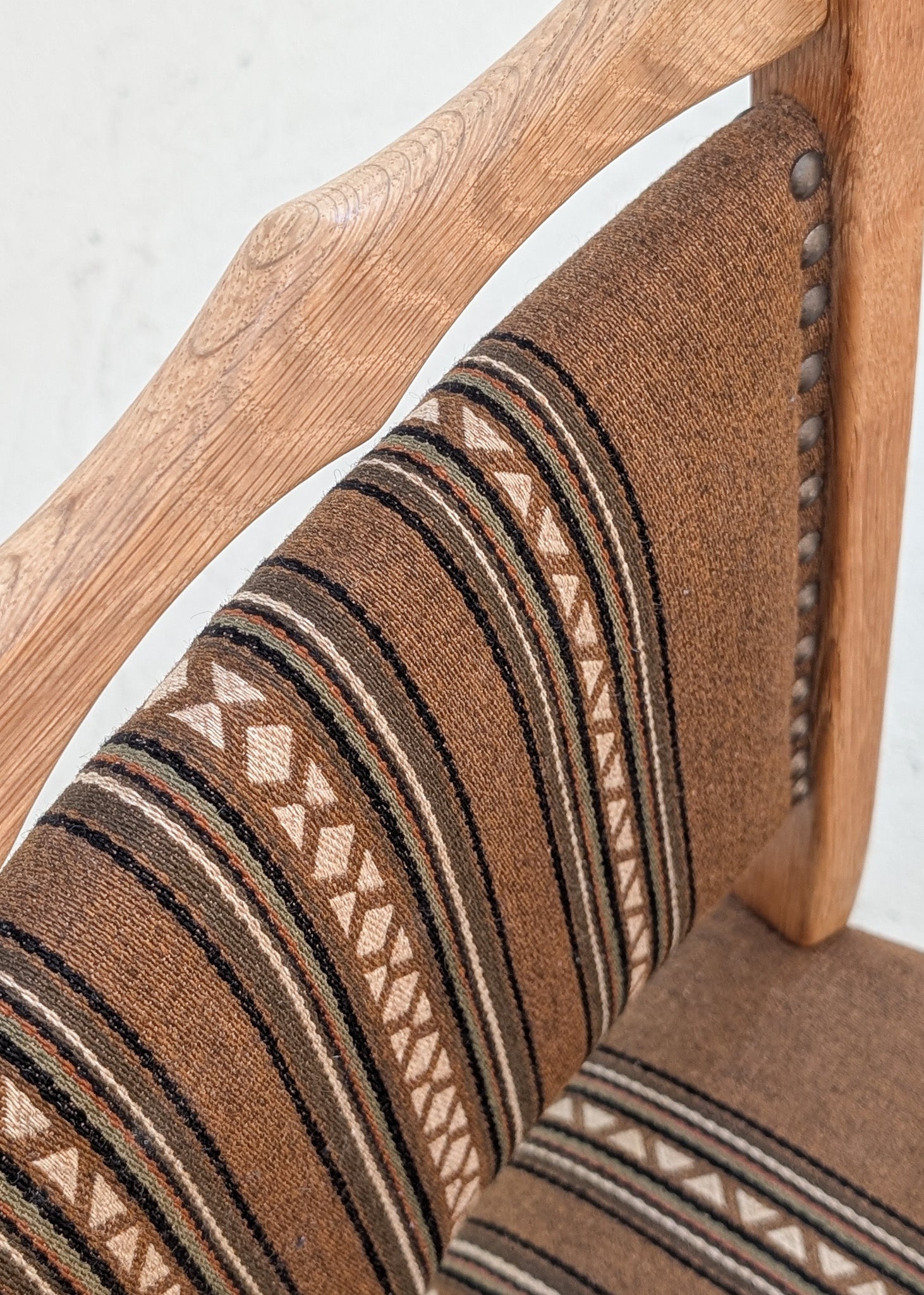 Set of 8 Vintage Danish Henning Kjærnulf-Attributed White Oak Dining Chairs with Original Brown Upholstery