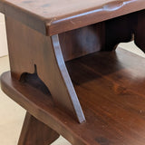 Pair of Vintage Dark Wooden Brutalist Tiered Side Tables/Nightstands