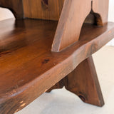 Pair of Vintage Dark Wooden Brutalist Tiered Side Tables/Nightstands