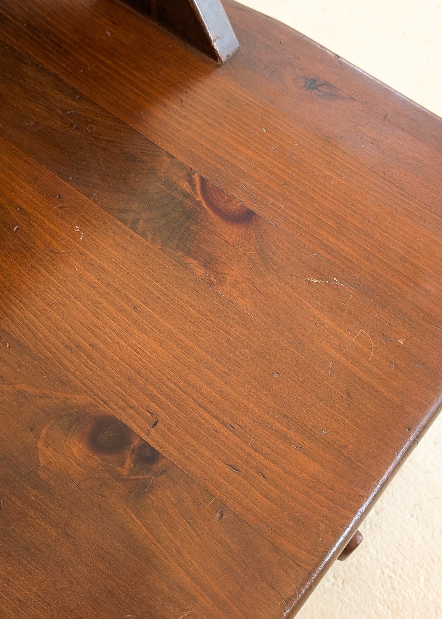 Pair of Vintage Dark Wooden Brutalist Tiered Side Tables/Nightstands