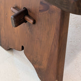 Pair of Vintage Dark Wooden Brutalist Tiered Side Tables/Nightstands