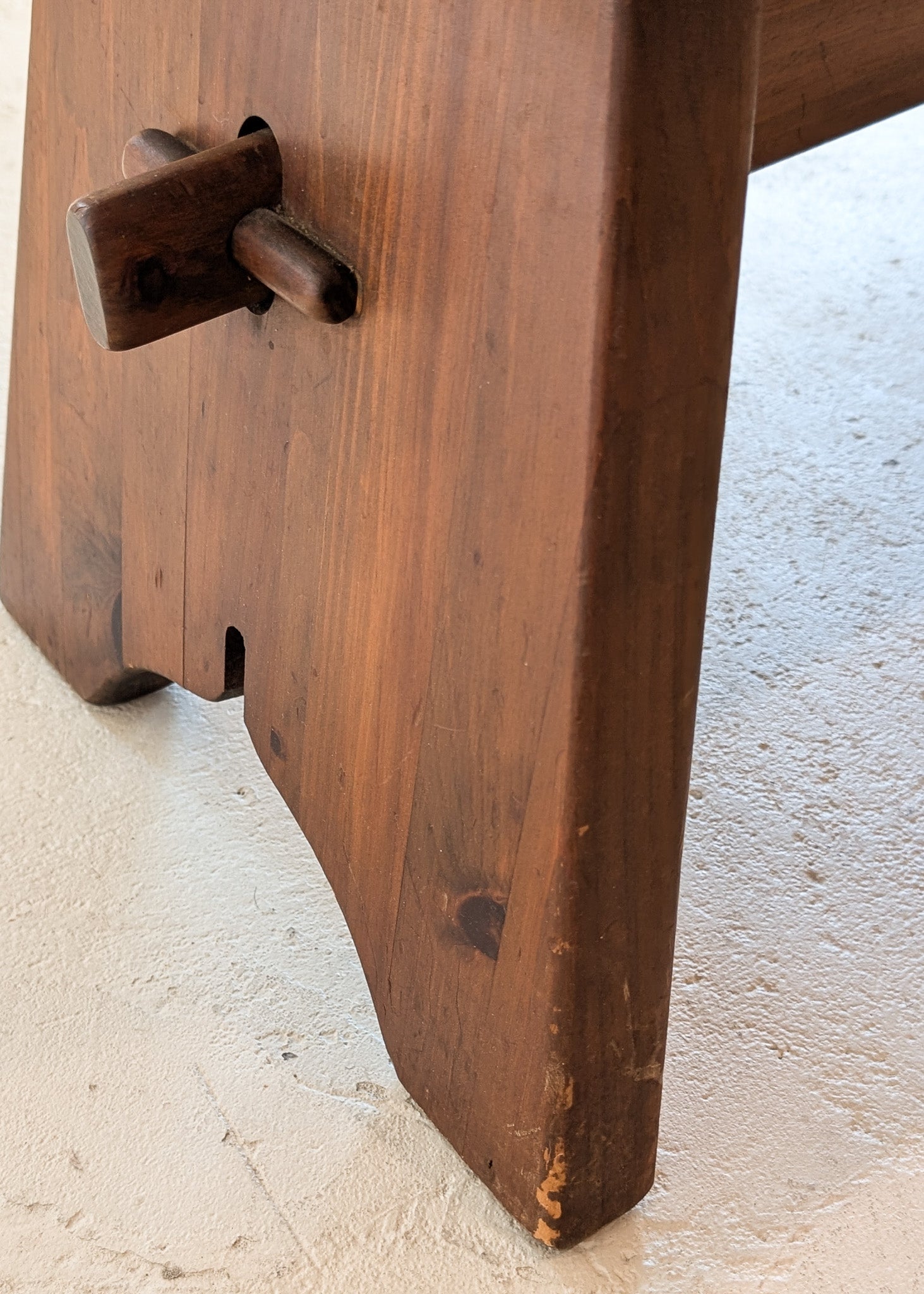 Pair of Vintage Dark Wooden Brutalist Tiered Side Tables/Nightstands