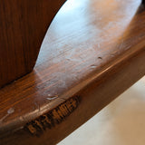 Pair of Vintage Dark Wooden Brutalist Tiered Side Tables/Nightstands