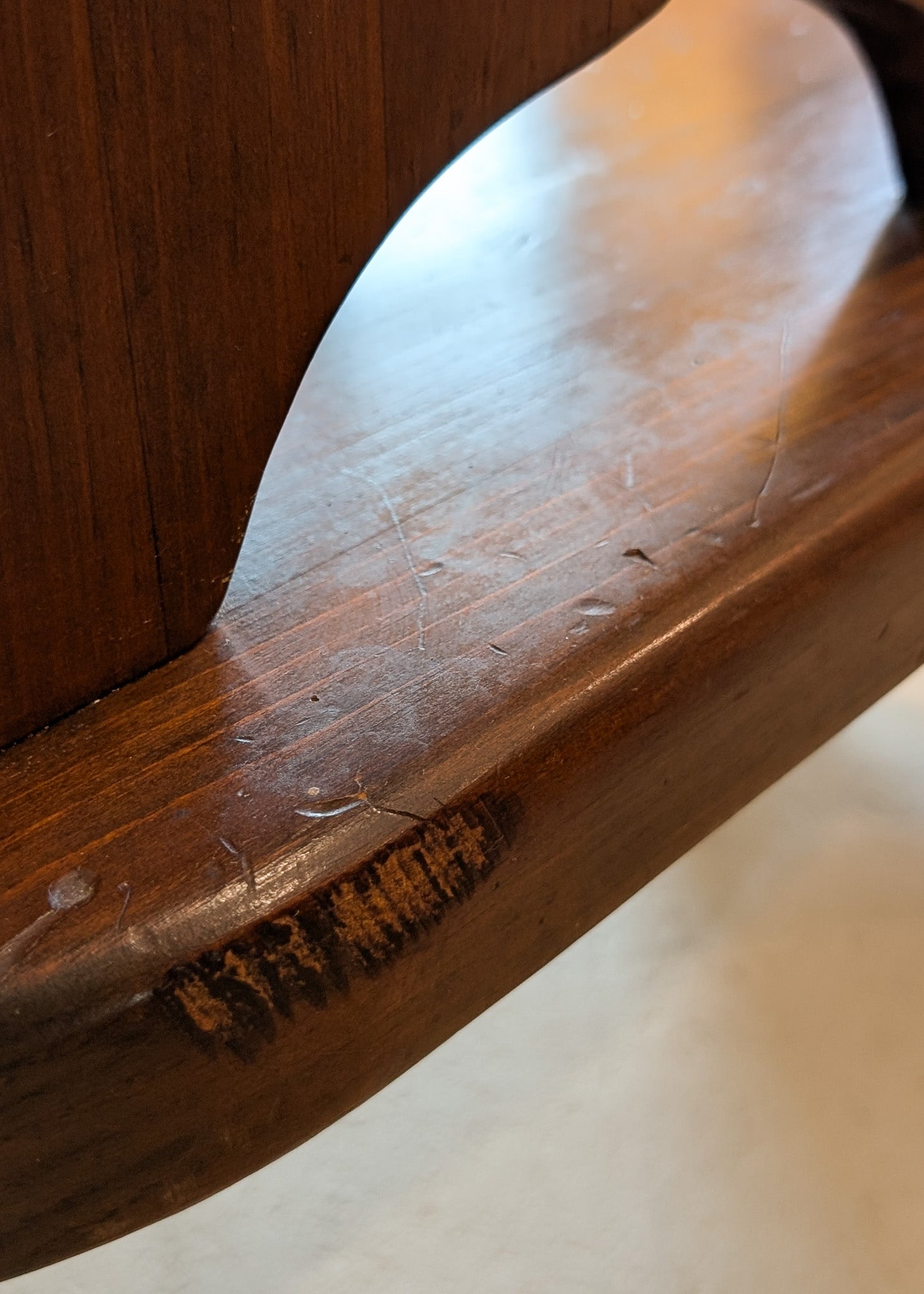 Pair of Vintage Dark Wooden Brutalist Tiered Side Tables/Nightstands