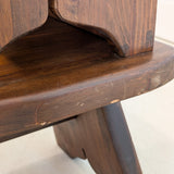 Pair of Vintage Dark Wooden Brutalist Tiered Side Tables/Nightstands