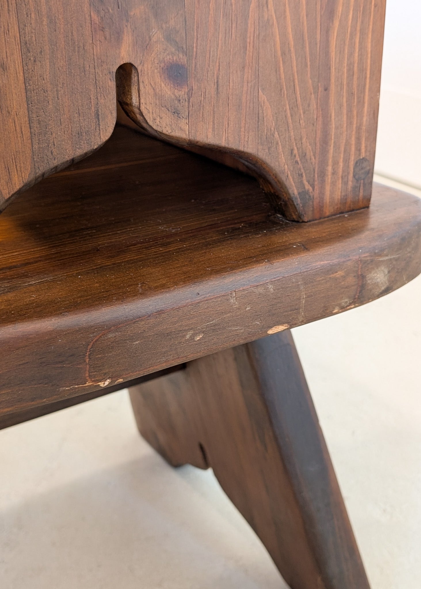 Pair of Vintage Dark Wooden Brutalist Tiered Side Tables/Nightstands