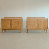 Pair of Vintage Danish Henning Kjærnulf-Attributed Quartsawn White Oak Cabinets/Large Nightstands with Wavy Trim