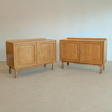Pair of Vintage Danish Henning Kjærnulf-Attributed Quartsawn White Oak Cabinets/Large Nightstands with Wavy Trim