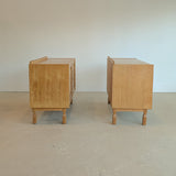 Pair of Vintage Danish Henning Kjærnulf-Attributed Quartsawn White Oak Cabinets/Large Nightstands with Wavy Trim