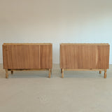 Pair of Vintage Danish Henning Kjærnulf-Attributed Quartsawn White Oak Cabinets/Large Nightstands with Wavy Trim