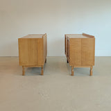 Pair of Vintage Danish Henning Kjærnulf-Attributed Quartsawn White Oak Cabinets/Large Nightstands with Wavy Trim