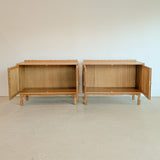 Pair of Vintage Danish Henning Kjærnulf-Attributed Quartsawn White Oak Cabinets/Large Nightstands with Wavy Trim
