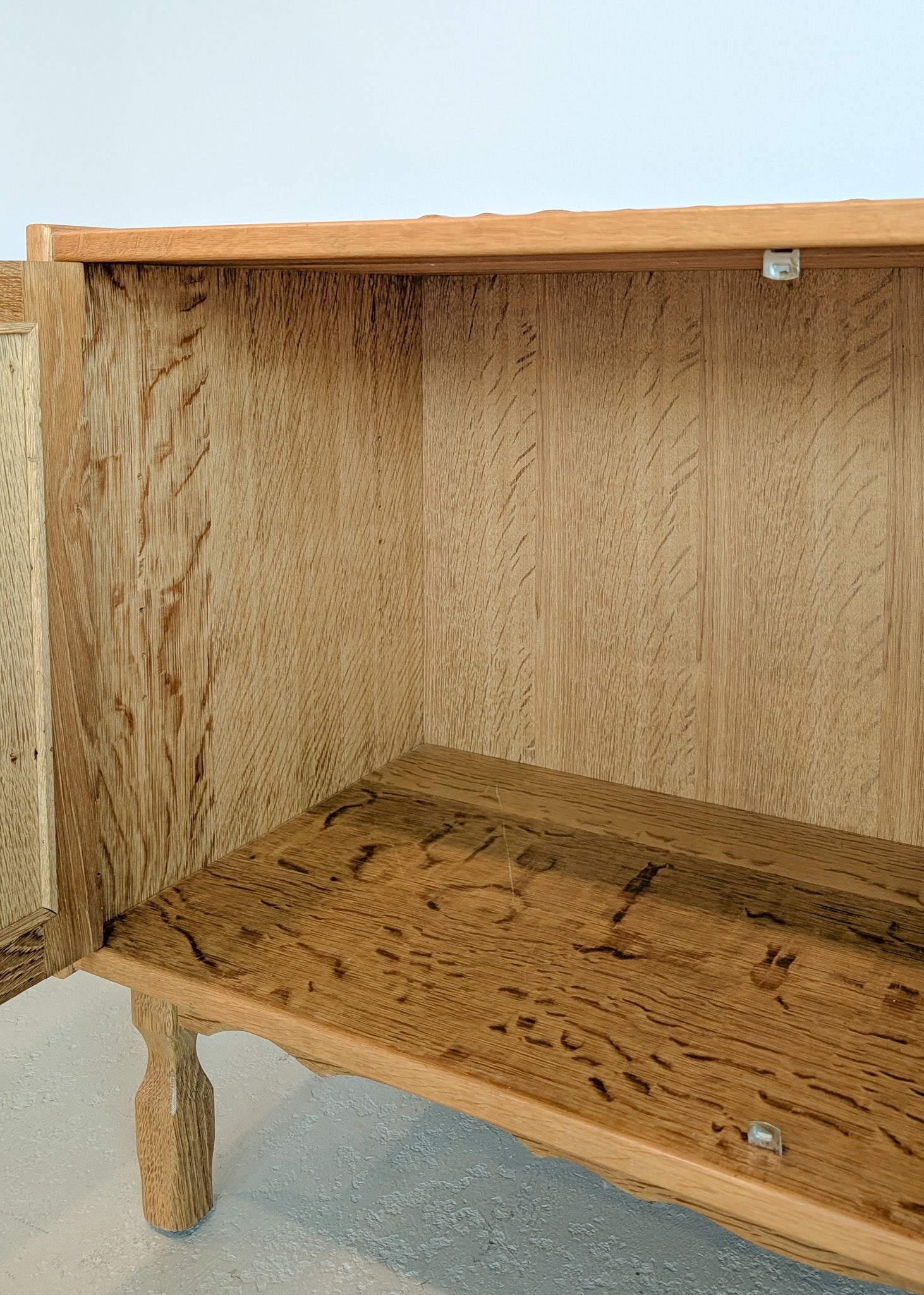 Pair of Vintage Danish Henning Kjærnulf-Attributed Quartsawn White Oak Cabinets/Large Nightstands with Wavy Trim