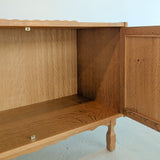 Pair of Vintage Danish Henning Kjærnulf-Attributed Quartsawn White Oak Cabinets/Large Nightstands with Wavy Trim